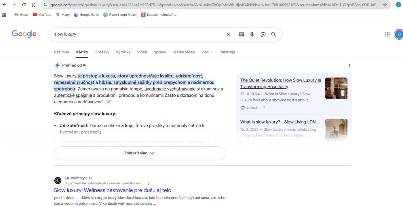 Zobrazenie AI overvie a SERP naraz
