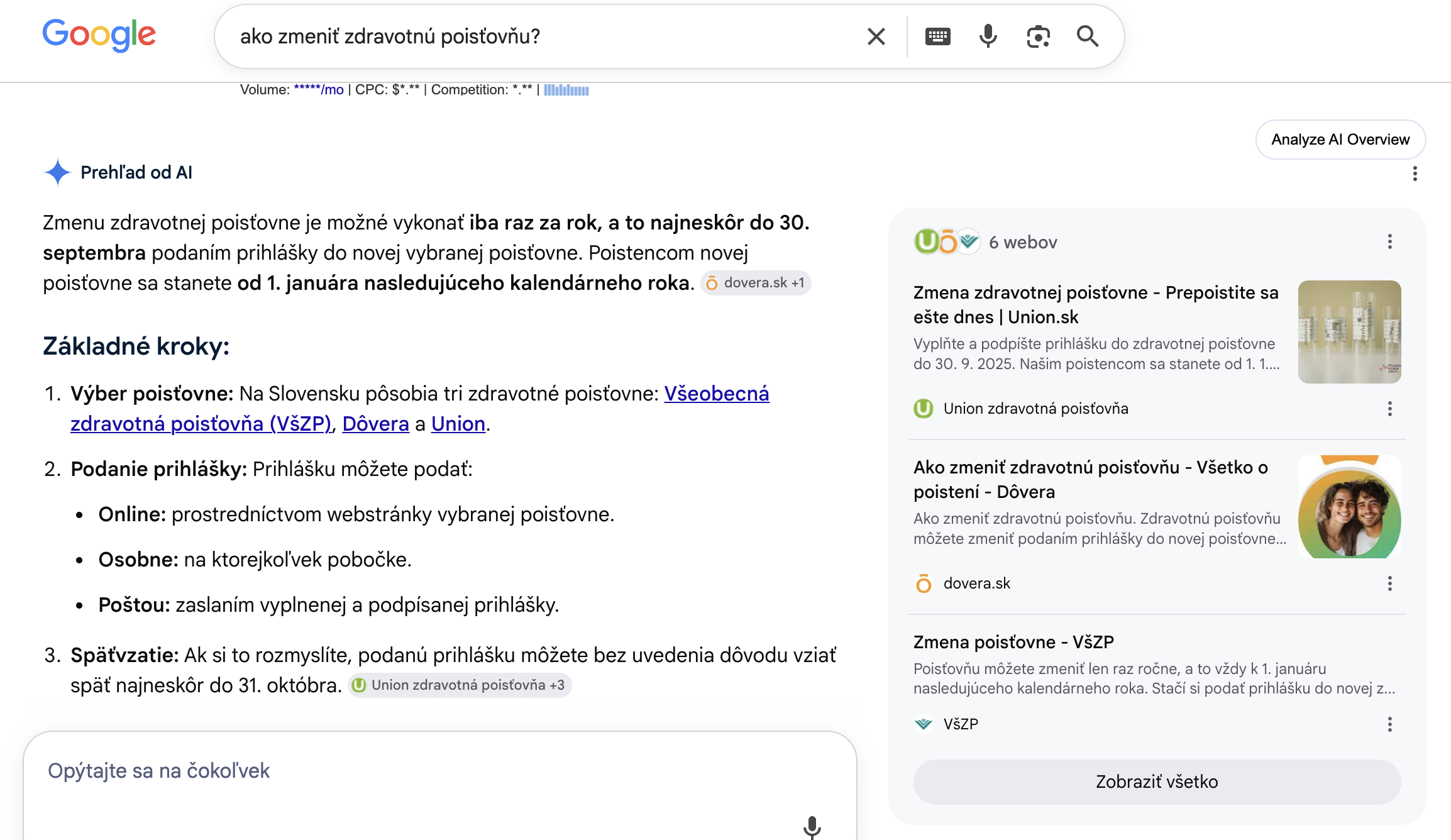 Dovera v AI overviews